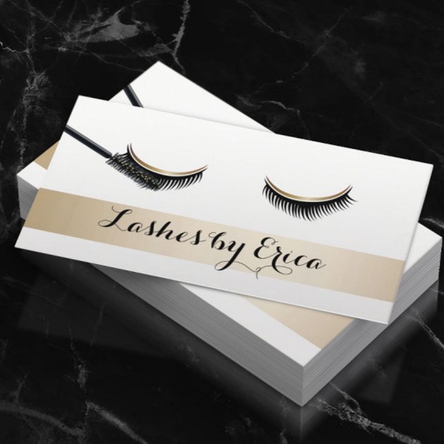 Tarjeta De Visita Extensiones Eyelash Maquillaje Artio Banda de Oro (Subido por el creador)