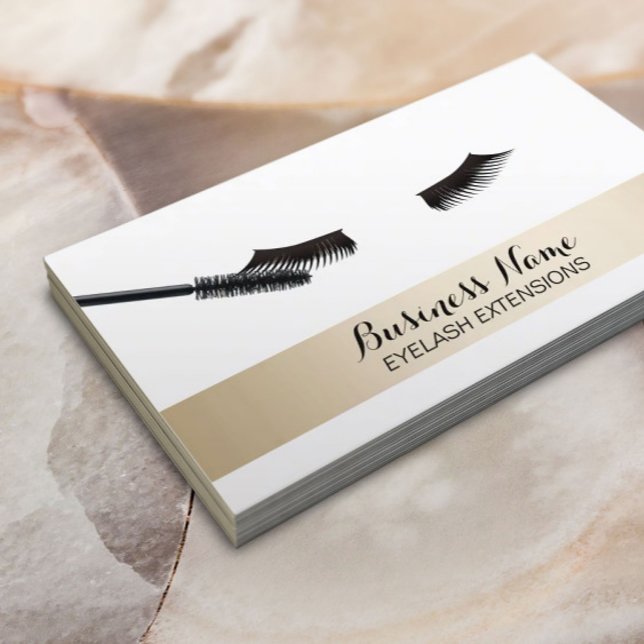 Tarjeta De Visita Extensiones Eyelash Modern Gold Striped (Subido por el creador)