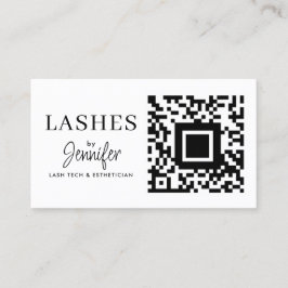 Tarjeta De Visita Extensiones Eyelash Modernas Código QR Negro y Bla