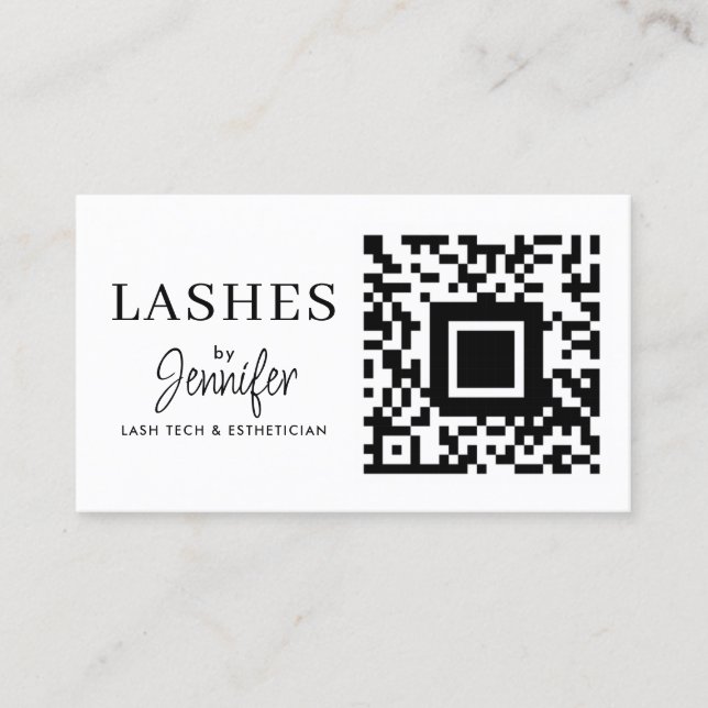 Tarjeta De Visita Extensiones Eyelash Modernas Código QR Negro y Bla (Anverso)