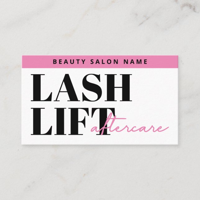 Tarjeta De Visita Extensiones Eyelash Modernas Lash Lift Aftercare (Anverso)