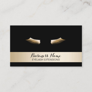 Tarjeta De Visita Extensiones Eyelash Moderno Negro y Oro