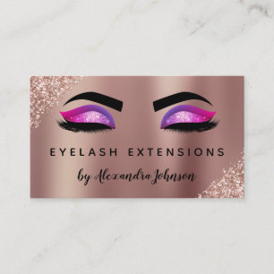 Tarjeta De Visita Extensiones Eyelash Purpurina dorado Rosa