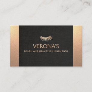 Tarjeta De Visita Extensiones Eyelash Salon Negro y Oro