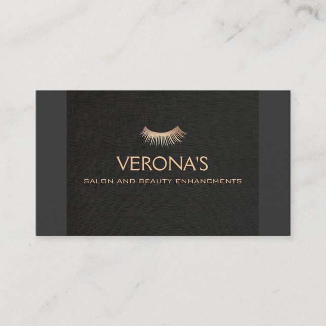 Tarjeta De Visita Extensiones Eyelash Salón y Spa Negro (Anverso)