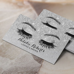 Tarjeta De Visita Extensiones Eyelash Silver Purpurina Salón De Bel