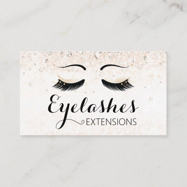 Tarjeta De Visita Extensiones Eyelash Sparkles and Diamonds Gold (Reverso)