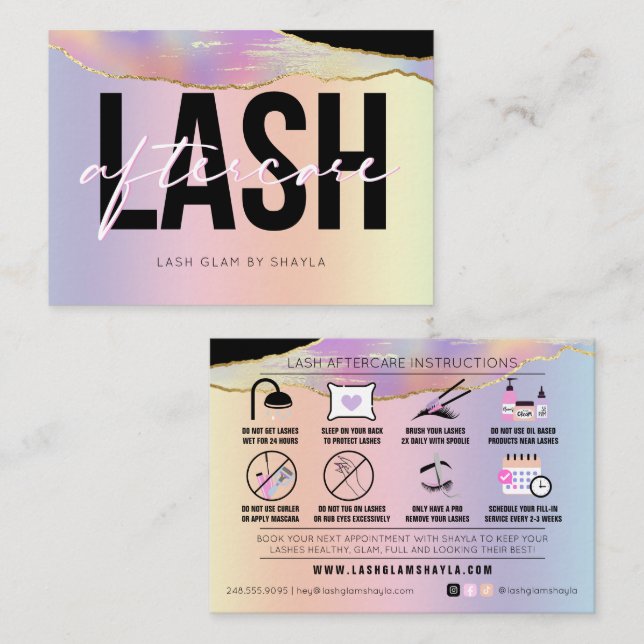 Tarjeta De Visita Extensiones Lash Afcare Holographic Rainbow (Anverso / Reverso)
