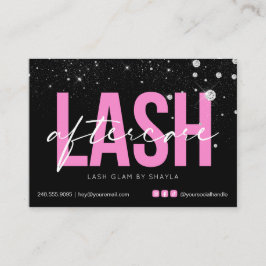 Tarjeta De Visita Extensiones Lash Aftercare Glam Diamantes Rosa