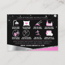 Tarjeta De Visita Extensiones Lash Aftercare Glam Diamantes Rosa