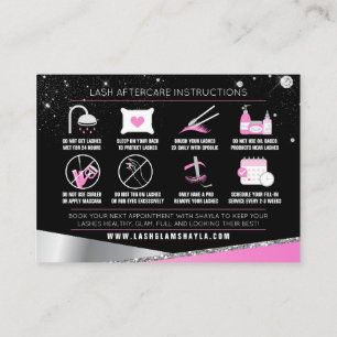 Tarjeta De Visita Extensiones Lash Aftercare Glam Diamantes Rosa