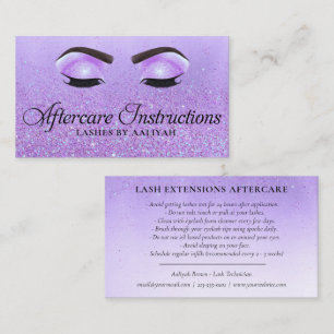 Tarjeta De Visita Extensiones Lash Aftercare Purple Glam Purpurina E