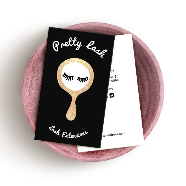 Tarjeta De Visita Extensiones Lash Cute EyeLash Lash Purpurina Espej (Subido por el creador)