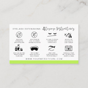 Tarjeta De Visita Extensiones Lash Instrucciones de Aftercare Busi M