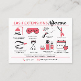 Tarjeta De Visita Extensiones Lash Instrucciones de Aftercare Ca de 