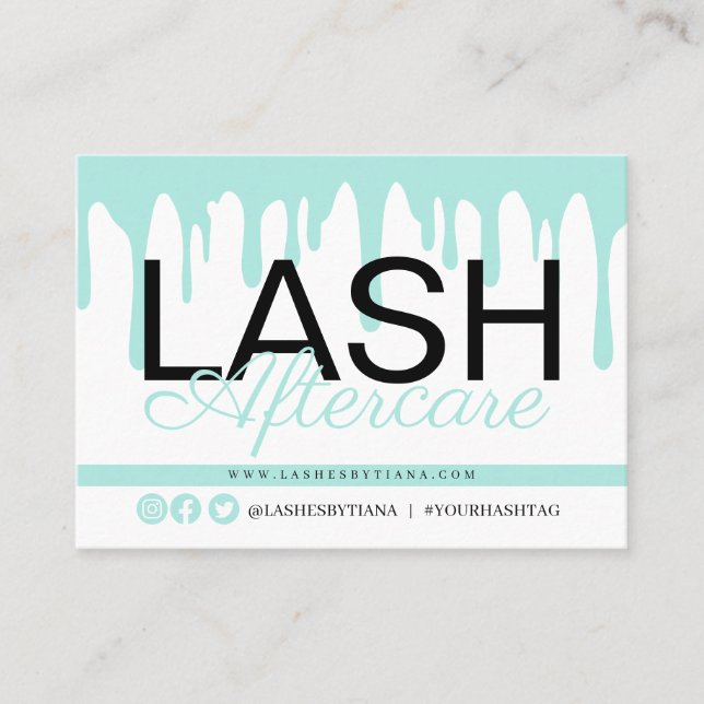 Tarjeta De Visita Extensiones Lash Instrucciones de Aftercare Ca de  (Anverso)