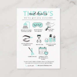 Tarjeta De Visita Extensiones Lash Instrucciones de Aftercare Ca de 