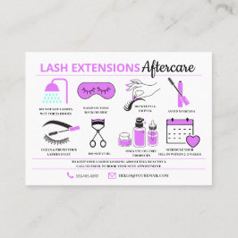 Tarjeta De Visita Extensiones Lash Instrucciones de Aftercare Ca de 