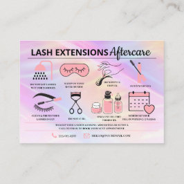 Tarjeta De Visita Extensiones Lash Instrucciones de Aftercare Ca de 