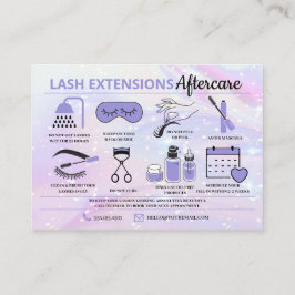 Tarjeta De Visita Extensiones Lash Instrucciones de Aftercare Ca de 