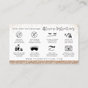 Tarjeta De Visita Extensiones Lash Instrucciones de Aftercare Gem Go