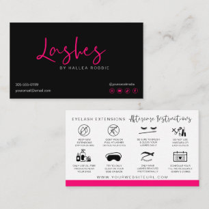 Tarjeta De Visita Extensiones Lash Instrucciones de Aftercare Modern