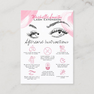 Tarjeta De Visita Extensiones Lash Pink Aftercare Consulte a un amig