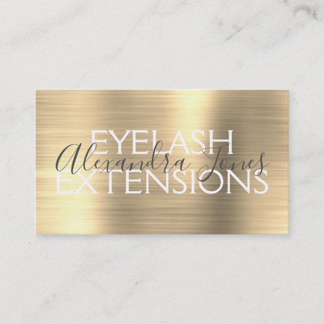 Tarjeta De Visita Extensiones Metalizado Eyelash Cepadas de Oro de L (Anverso)