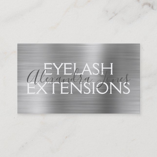 Tarjeta De Visita Extensiones Metalizado Eyelash Cepadas de Plata de (Anverso)