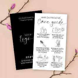 Tarjeta De Visita Extensiones minimalistas de pelo blanco y negro