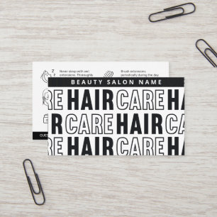 Tarjeta De Visita Extensiones modernas de cabello blanco negro despu