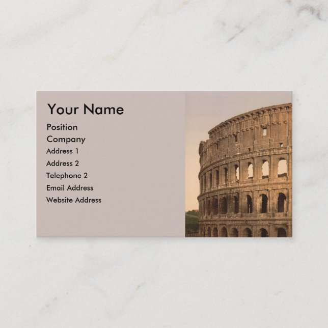 Tarjeta De Visita Exterior del Colosseum, Roma, Italia (Anverso)