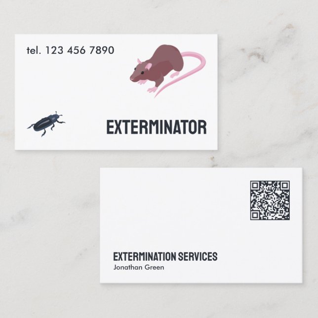 Tarjeta De Visita Exterminador de plagas de roedor QR (Anverso / Reverso)