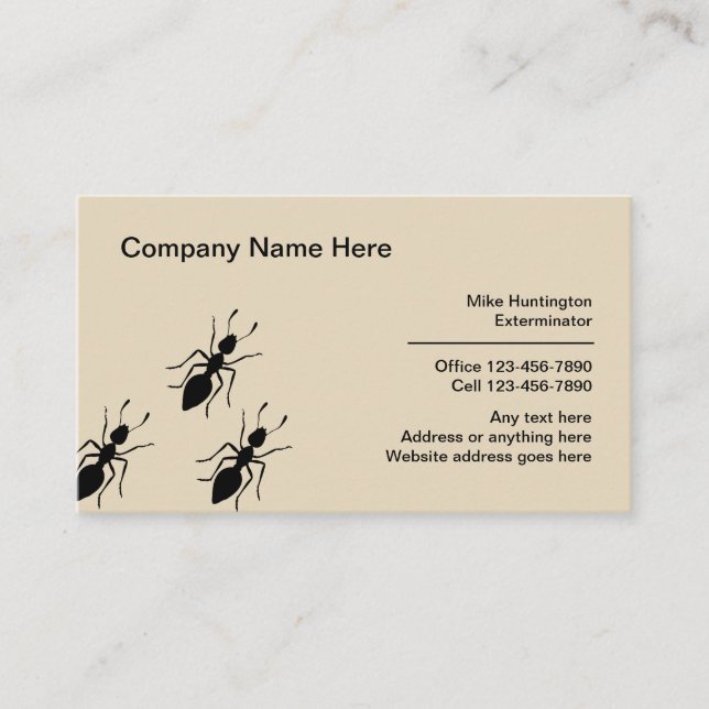 Tarjeta De Visita Exterminador Profesional Y Control De Plagas (Anverso)
