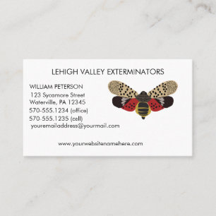 Tarjeta De Visita Exterminators manchados del insecto de Lanternfly