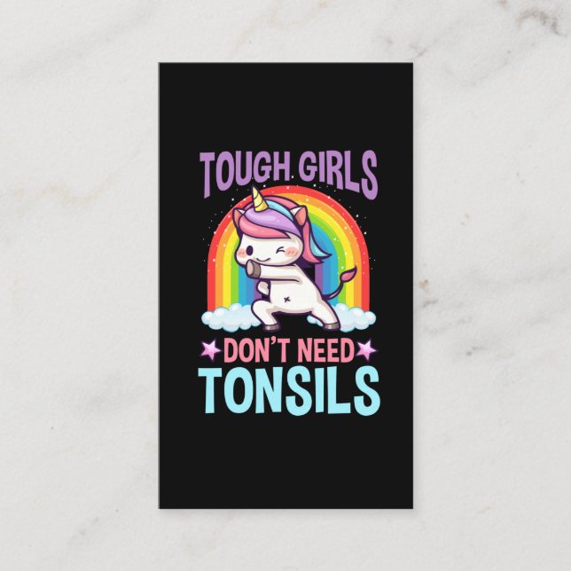 Tarjeta De Visita Extracción divertida de tonsil Unicorn Tonsillecto (Anverso)