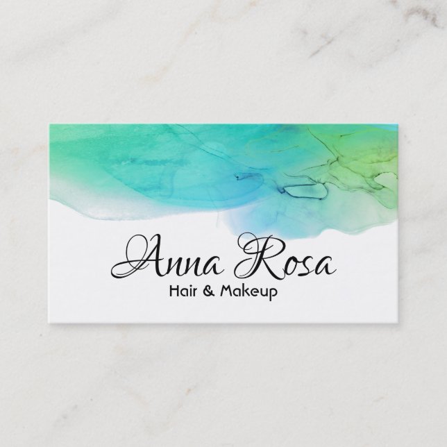 Tarjeta De Visita Extracto azul de la aguamarina de la acuarela (Anverso)