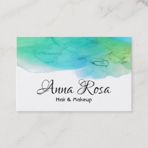 Tarjeta De Visita Extracto azul de la aguamarina de la acuarela