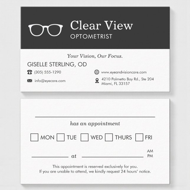 Tarjeta De Visita Eye Doctor & Vision Care Appointment Reminder (Subido por el creador)