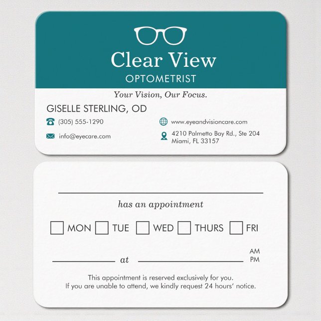 Tarjeta De Visita Eye Glass Office Appointment Reminder (Subido por el creador)