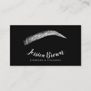 Tarjeta De Visita Eyebrow azota moda purpurina de plata nombre glam 