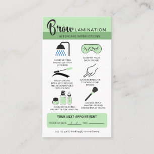 Tarjeta De Visita Eyebrow Lamination Aftercare Instructions Business