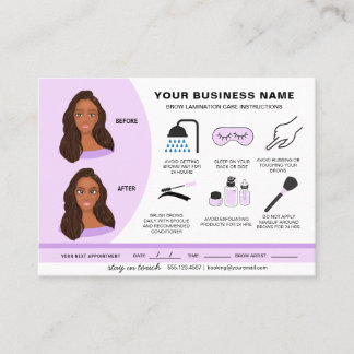 Tarjeta De Visita Eyebrow Lamination Aftercare Instructions Business