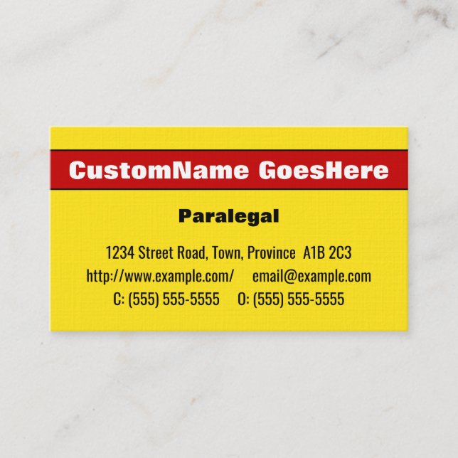 Tarjeta De Visita Eyecatching & Bold Paralegal Business Card (Anverso)