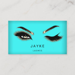 Tarjeta De Visita Eyelash Brow Microblade QR Logo Tiffanie Aqua Gold