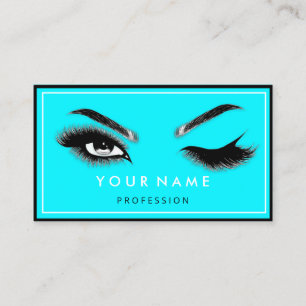 Tarjeta De Visita Eyelash Brows Microblade QRCODE Logo Blue Buses