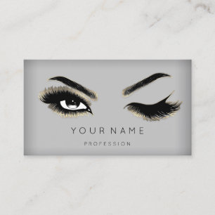 Tarjeta De Visita Eyelash Brows Microblading QRCODE Logo Gold Modern
