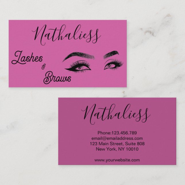 Tarjeta De Visita Eyelash Design Purple Elegance (Anverso / Reverso)