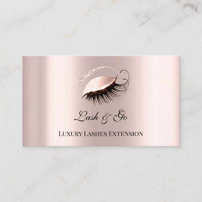 Tarjeta De Visita Eyelash Extension Brows Makeup Artist Rosa de lujo (Anverso)