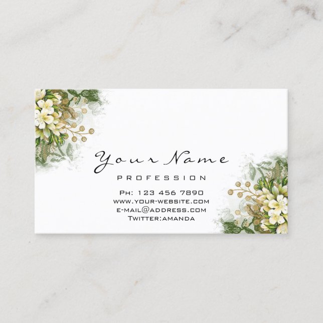 Tarjeta De Visita Eyelash Instrucciones de poscuidado Mint Floral Ve (Anverso)